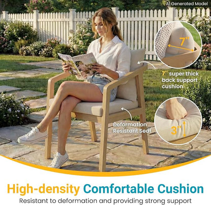Wisteria Lane 9-Pieces Acacia Patio Table and Chairs Set for 8, Outdoor Dining Set with Umbrella Hole Table, Modern Patio Table Set with Cushion, Patio Furniture Set for Backyard Deck Garden Porch
