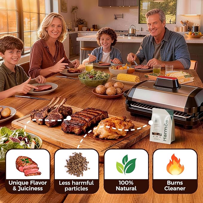 Harmos 4-Wood Pellets: Turkish BBQ, Premium Hardwood Pellets for Smokers, 2 Sealed Packs