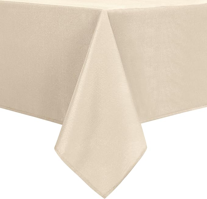 DWCN Rectangle Tablecloth - 30 x 60 Inch - Waterproof Stain and Wrinkle Resistant Washable Table Cloth, Decorative Fabric Table Cover for Kitchen Dining Room Party and Outdoor Use, Beige