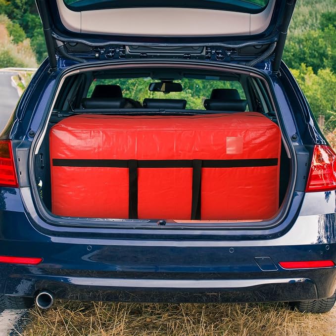 4 Pcs 96 Gallon Extra Large Moving Bags Heavy Duty Storage Bag with Strong Zipper Handle Foldable XXL Jumbo Storage Tote Packing Moving Box for College Dorm Travel Cloth Duffle (Red)