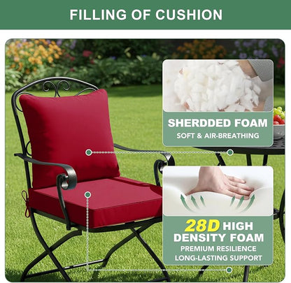 Summsun Patio Cushions for Outdoor Furniture, 24 x 24 Inch, Red, Set of 2 | Backrest & Deep Seat Cushion, Water Resistant, Removable Cover, Replacement Cushions Pad for Patio Furniture, Garden