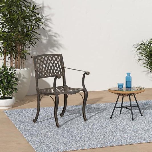 Oakland Living Modern Outdoor Mesh Cast Aluminum Bronze Patio Dining Chair