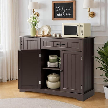 Buffet Cabinet with Storage Shelf, Dark Brown | Coffee Bar for Kitchen, Dining, Laundry, or Living room