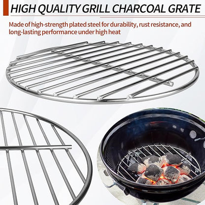 10.5" Charcoal Grate for Weber Charcoal Grills, Round Charcoal Grate for 14'' Weber Smokey Joe Silver&Gold Tuck-n-Carry, Heavy-Duty Steel 7439 Grill Grate for Weber Grill Parts