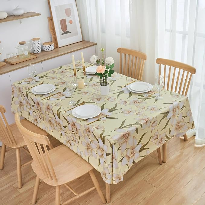 LIBERECOO Heavy Duty Vinyl Tablecloth with Flannel Backing Waterproof Oil-Proof Plastic Table Cloth Stain-Resistant Wipeable Rectangle or Square Table Cover for Indoor and Outdoor 60 x 102 Inch