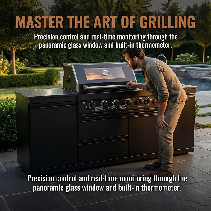 85 Inch 4-Burner 72000 BTU Deluxe Stainless Steel Propane Gas Outdoor Kitchen Bar Barbecue Island Grill,Marble Countertops,Storage Cabinets & Drawers,Stainless Steel Sink,Faucet