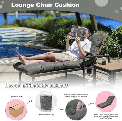 Outdoor Lounge Chair Cushions, 74.4 x 22 x 4.7 Inches Waterproof Fade Resistant Patio Cushion for Chaise Lounger