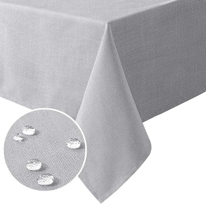 H.VERSAILTEX Linen Textured Table Cloths 54 x 80 Inch Premium Solid Tablecloth Spill-Proof Waterproof Table Cover for Dining Buffet Feature Extra Soft and Thick Fabric Wrinkle Free, Grey