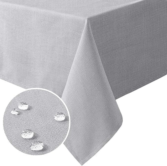H.VERSAILTEX Linen Textured Table Cloths 54 x 108 Inch Premium Solid Tablecloth Spill-Proof Waterproof Table Cover for Dining Buffet Feature Extra Soft and Thick Fabric Wrinkle Free, Grey