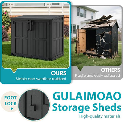 Horizontal Outdoor Storage Shed 36 Cu Ft with Lockable Doors, Portable Outdoor Storage Box -Waterproof Outdoor Storage Cabinet for Backyard
