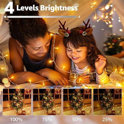 196FT 600 LED Christmas Lights Outdoor Waterproof, Timer & Memory Function, 8 Modes Warm White String Lights Plug in Twinkle Lights for Xmas Tree Holiday Garden Indoor Party Decor