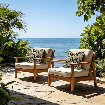 LVTXIII Set of 2 Patio Throw Pillows Waterproof 16"x16" Fade Resistant Outdoor Throw Pillows with Inserts, Fluffy Decorative Garden Toss Pillow Cushions for Home Patio Coach Sofa Use, Jacobean Black