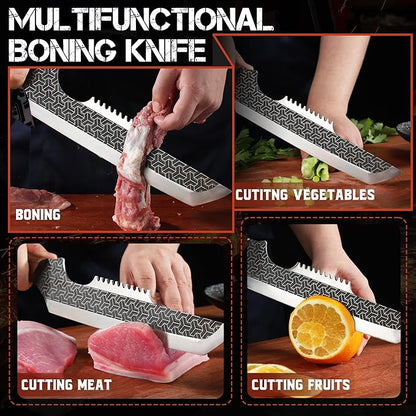 ROCOCO Butcher Meat Cleaver Knife - Boning Knife with Sheath for Kitchen Camping BBQ Birthday Thanksgiving 8.8"
