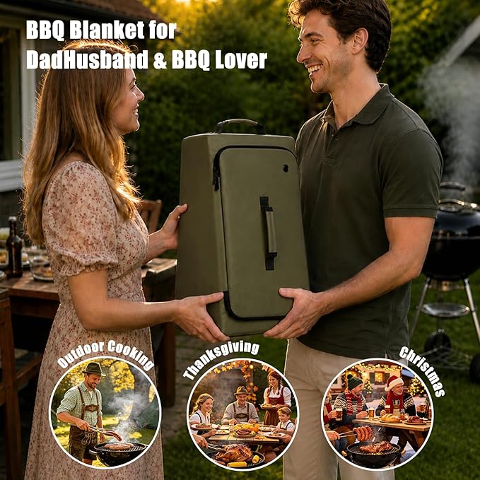 BBQ Blanket for Resting Meat, 270° Opening Leak-Proof Insulated Meat Resting Bag with Butcher Paper, BBQ Brisket Blanket for Pork Shoulder/Steak/Turkey, Smoker Grilling Accessories Gifts for Men/Dad