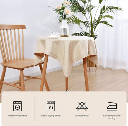 Wolkemer 36x36 Inch Faux Linen Small Square Tablecloth, Heavy Duty Beige Table Cloths for Tables 18-30 Inch (Not for 36" Table), Coffee Tables Cover for Kitchen Dining Indoor Outdoor