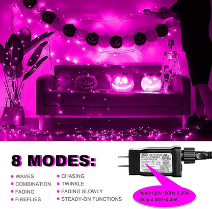 kemooie 500 LED Pink Valentines Day Lights,164 FT String Lights Outdoor Plug in Waterproof with 8 Twinkle Modes for Indoor Outdoor Bedroom, Yard, Wedding, Valentines Day Decoration