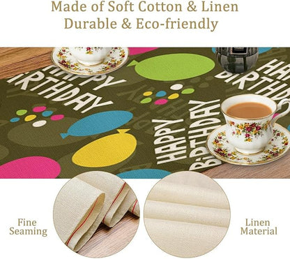 Happy Birthday Table Runner Cover for Tabletop Console Reusable Colorful Party Supplies Home Decorat for Home Birthday Table Runner Decorations for Holiday Party 13x108in