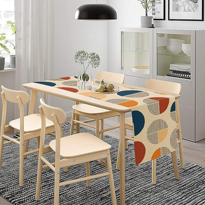 Abstract Mid Century Table Runner Sun Geometric Arch Minimalisted Modern Trendy Aesthetic Summer Seasonal Dinner Runner for Home Kitchen Dinning Holiday Party Decor 13x90in