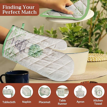 Maison d' Hermine Pot Holders 100% Cotton Heat Resistant Potholders 8" x 8" Hot Pads with Loop BBQ Cooking Baking Hotel Farmhouse Kitchen Handling Hot Pans Spring Summer (Pack of 1, Jardin Du Roy)