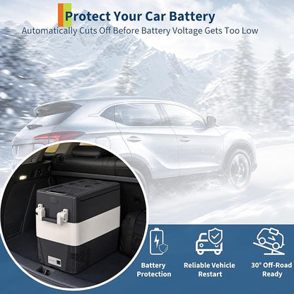 Garvee 33QT Electric Cooler, 12V Portable Car Refrigerator with Handle | -4℉ to 50℉ Truck Refrigerator, Car Fridge with AC/DC Power for Camping, RV, Road Trips & Outdoor Travel