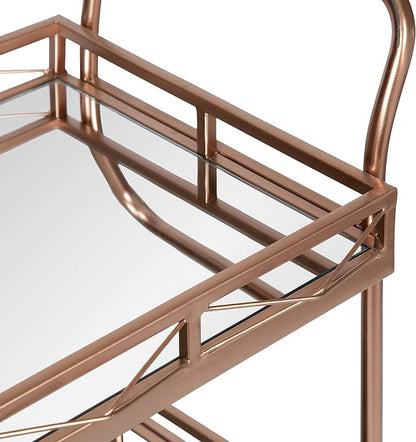 Kate and Laurel Ketia Glam Metal Bar Cart; 23 x 13 x 34; Rose Gold; Glamorous Three Tier Gold Bar Cart for Display and Storage