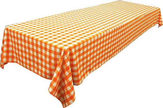 LA Linen Gingham Tablecloth - Checkered Tablecloth for Parties, Picnics & More - Farmhouse Tablecloth - Spring Tablecloth - Picnic Tablecloth - Cloth Tablecloths for Rectangle Tables - 60”x102 Orange