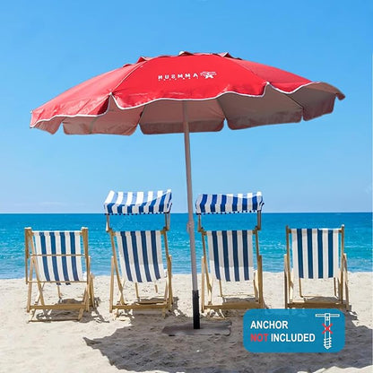 AMMSUN 6.5ft Portable Patio Beach Umbrella for Sand with Tilt, Air Vent | UPF50+ Sun Protection, Windproof Outdoor Umbrellas with Carry Bag, for Patio Beach Garden Pool Backyard, Burgundy Red