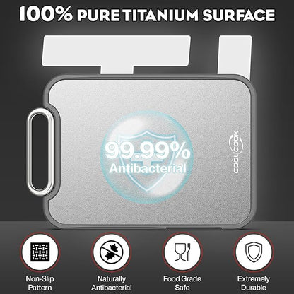 Titanium Cutting Board for Kitchen, 2-in-1 Double Sided Cutting Board, Pure Titanium & PP, Easy to Clean with Juice Groove