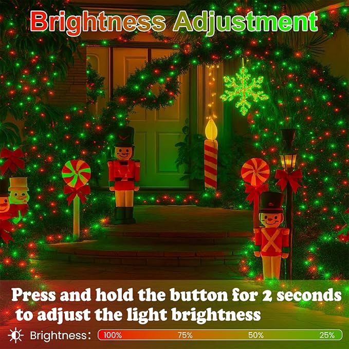 Upgraded Connectable 200 LED Christmas String Lights Outdoor Indoor, 66FT Red and Green Christmas Lights 13 Modes, Waterproof Twinkle Fairy Lights Plug in Clear Wire for Tree, Bedroom Decoration