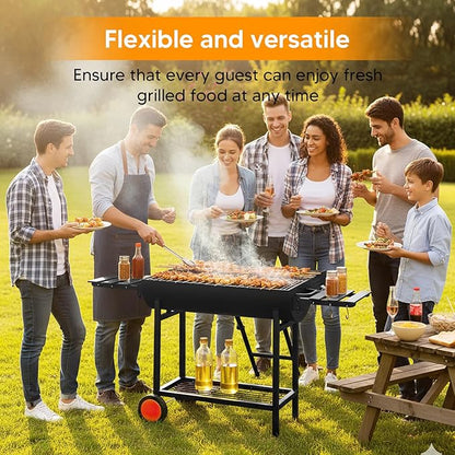 Barrel Barbecue Charcoal Grill 871 Square Inches Cooking Area Outdoor BBQ Grill with 2 Foldable Side Tables Charcoal Barrel Grills for Patio Backyard Camping Picnics Tailgating Parties