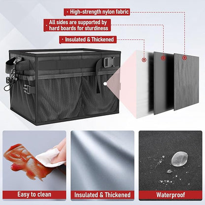 FANGSUN Large Grill and Picnic Caddy with Paper Towel Holder, BBQ Organizer for Utensils, Plates, Condiments, Collapsible & Easy-Carry Griddle Caddy, Must-Haves for Outdoor, Camper, Travel, Car, RV