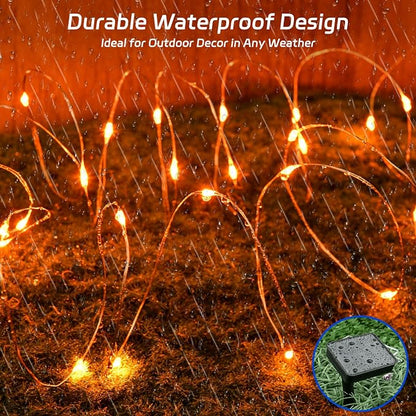 cshare Halloween String Lights Outdoor Waterproof, Orange Solar Fairy Lights 16.4ft 50LED 8 Modes Orange Fall Outdoor Lights for Fall Decor Outside Pathway Patio Party Backyard Decorations (Pack of 2)