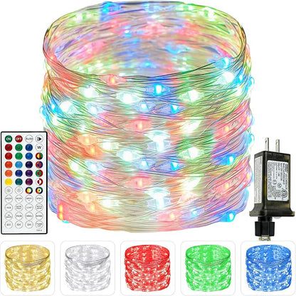 66FT 200 LED RGB Color Changing Fairy Lights with Remote for Outdoor Indoor | 128+ Modes, Brightness and Speed Adjustable, Timer, Waterproof String Lights for Bedroom Garden Halloween Christmas Decor