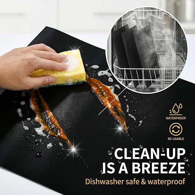 Grill Mats for Gas Grill, Set of 12, 15.75 x 13 Inch | Non-Stick Sheets for Outdoor Grill Cooking and Grilling