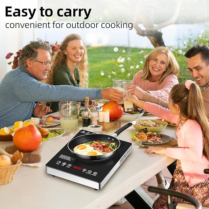 Single Burner Electric Cooktop,110V 1800W Electric Stove Top with LED Touch Control,9 Power Levels, 3 hTimer, Safety Lock, portable cooktop Overheat protection