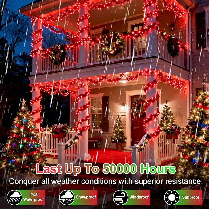 WUXYIYANG 750 LED 240FT Red Valentine Lights, 12 Pro Modes and Timer Memory & Dimmable, Plug in Clear Wire Indoor Valentine Room Light for for Xmas Bedroom Yard Tree Wedding Party Waterproof Decor