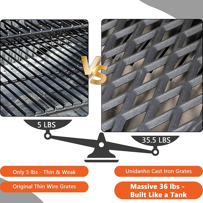 Grill Grates for Traeger Ironwood 885 Pro 780 Cooking Grate Cast Iron Grid Rack BBQ Replacement Parts HDW443 HDW436 KIT0451 Wood Pellet Smoker Accessories