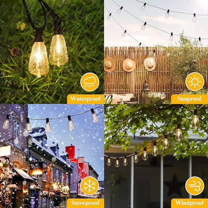 50FT Outdoor String Lights 27 Bulbs, Waterproof Patio Lights (Pack of 2)