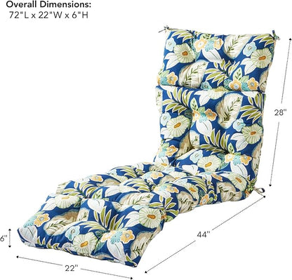 Greendale Home Fashions 72 x 22-inch Outdoor Chaise Lounge Cushion, Magnolia Floral