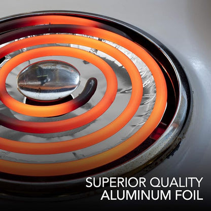 Round Electric Stove Burner Covers (100 Pack) 6 Inch and 8 Inch Disposable Stove Top Aluminum Foil Bib Liners, to Keep Kitchen Range Clean from Oil and Food Drips, Stock Your Home