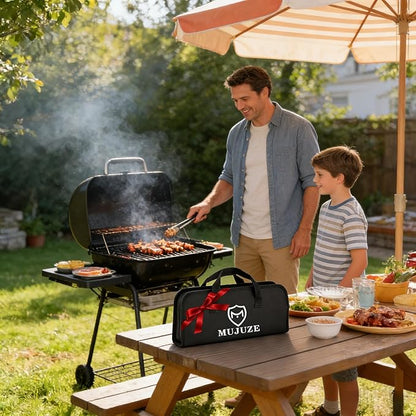 MUJUZE Grilling Accessories,Dad Gifts for Fathers Day,BBQ Grill Sets for Men,BBQ Accessories with Apron for Dad,Grill Tool Set,Grill Kit for Camping,Backyard