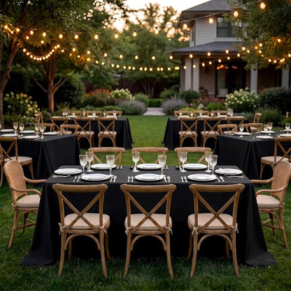 Fitable 6 Pack Black Tablecloths for Rectangle Tables, 90 x 132 Inch | Wrinkle & Stain Resistant, Washable Polyester Fabric Cloth Cover, For Wedding Party Banquet Formal Events Halloween