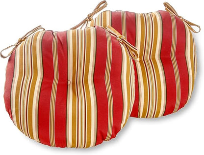 Greendale Home Fashions Tuscan Stripe Outdoor 15-inch Bistro Seat Cushion, Set of 2