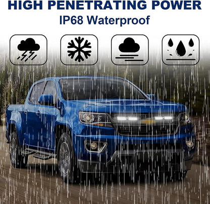 LED Front Grill Lights for 2015-2020 Chevrolet Chevy Colorado Accessories | 4Pcs Grill Light Bar Fits Colorado Z71 WT LT OEM Grille Only Waterproof Smoked Lens Colorado lights bright 5000K (White Led)