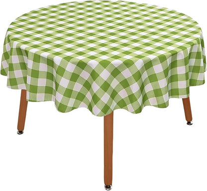 Waterproof Plaid Tablecloth Fabric - Round 58 Inch Classic Gingham Checker Table Cloth for Indoor/Outdoor Use - Buffalo Table Cover for Picnics, BBQs, and Parties