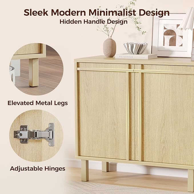 31 inch Sideboard Buffet Cabinet, Modern Credenza with 2 Doors & Adjustable Shelf, Small Coffee Bar Storage for Kitchen, Entryway