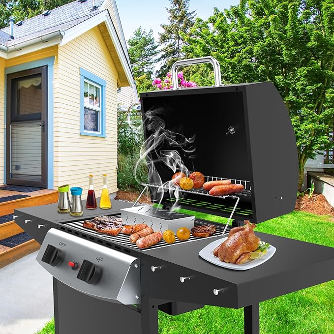 BBQCuker Grill Smoker Box, Stainless Steel Food Safe, Works with Wood Chips Smoked BBQ Flavor, Hinged Lid,Warp Free Grill Accessories (1pcs, 9x4 inches)
