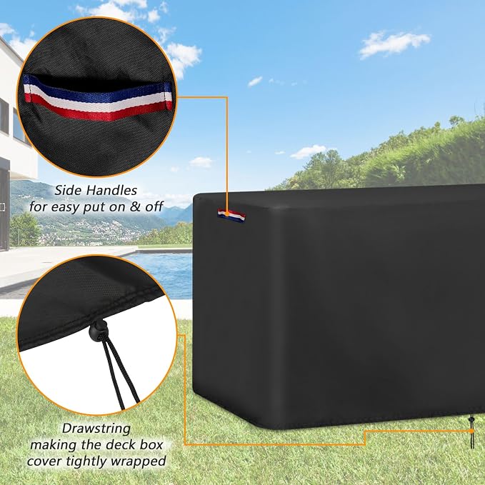 56 In Outdoor Storage Deck Box Cover for Rubber Maid Container Bin 134 Gal | 56x28x27,Waterproof Dustproof Heavy Duty Oxford Fabric,for Rubber Made ExLarge Resin Storage Deck Organization (134 Gal)