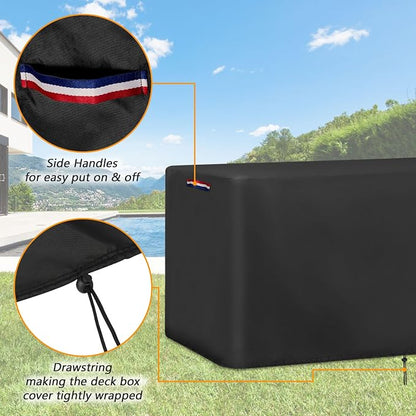 56 In Outdoor Storage Deck Box Cover for Rubber Maid Container Bin 134 Gal | 56x28x27,Waterproof Dustproof Heavy Duty Oxford Fabric,for Rubber Made ExLarge Resin Storage Deck Organization (134 Gal)