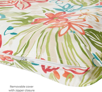 Modern Outdoor Chaise Lounge Cushion with Ties – Durable Polyester Fabric, Channel-Filled Polyfiber Insert, Removable Zippered Cover, Breeze Floral